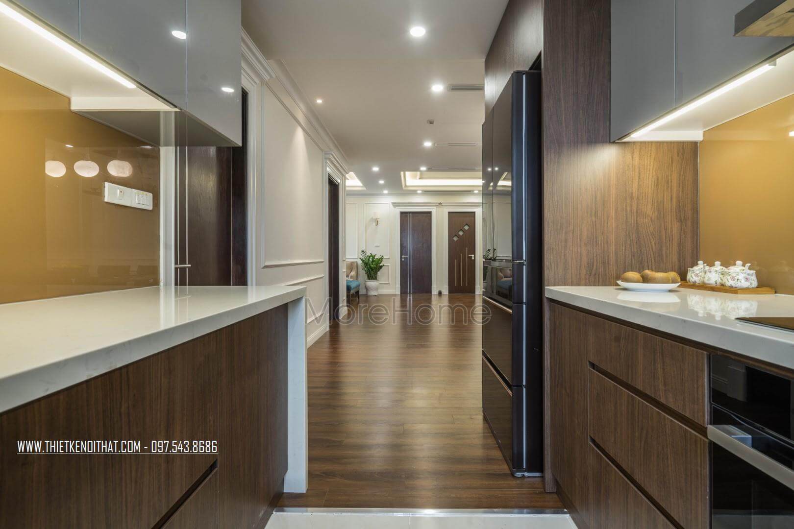 Tủ bếp hiện đại âm tường giúp tiết kiệm không gian sử dụng của phòng bếp Thiết kế phòng bếp, tủ bếp đẹp